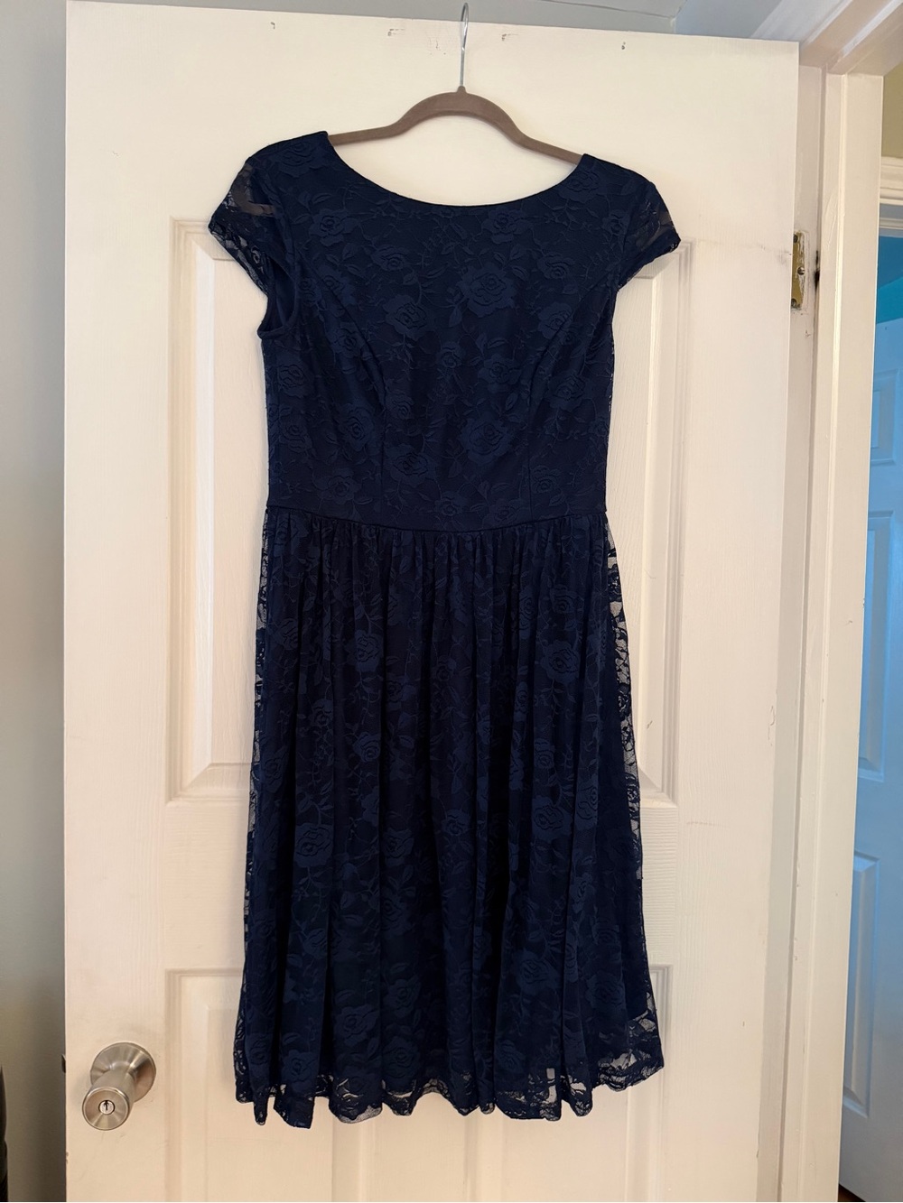 Women’s Navy Lace Fit-and-Flare Wedding Dress